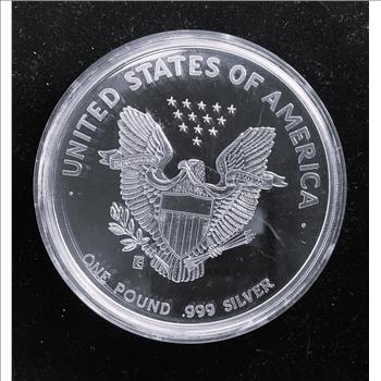 1 TROY POUND .999 FINE SILVER ROUND PROOF-LIKE IN CASE 1994, BRIGHT SHINE NICE COIN