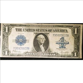 LARGE $1 DOLLAR NOTE SILVER CERTIFICATE SERIES 1923, BLUE LABEL, HIGHLY SOUGHT AFTER, EXCELLENT CONDITION, IN SLEEVE