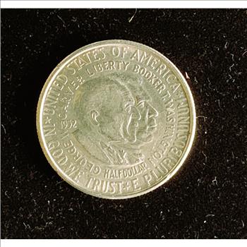 1952 SILVER,  BOOKER T WASHINGTON & GEORGE W CARVER COMMEMORATIVE HALF DOLLAR, BRILLIANT UNCIRCULATED COIN, ITEM #1630