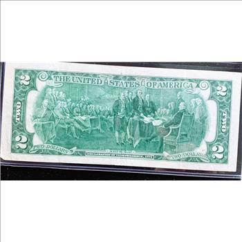1976 SERIES $2 DOLLAR FEDERAL RESERVE NOTE, INTRODUCED IN CELEBRATION OF THE BICENTENNIAL OF INDEPENDENCE, GREEN SEAL, CRISP IN SLEVE