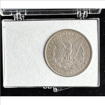 1898 MORGAN SILVER DOLLAR COIN IN A CASE