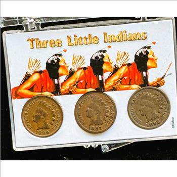 THREE LITTLE INDIANS SET, DATES 1896, 1897, 1898, ALL QUALITY COINS IN A Case