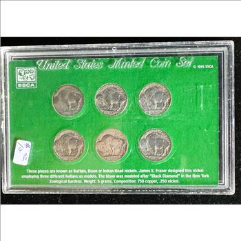 AMERICAN FRONTIER 6 COIN BUFFALO NICKEL SET IN A HARD CASE