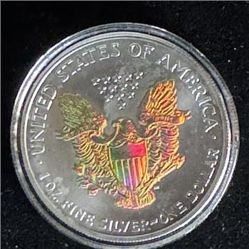 2005 1oz .999 FINE SILVER EAGLE $1 DOLLAR,, 24k GOLD PLATED GEM COIN