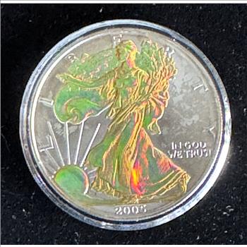 2005 1oz .999 FINE SILVER EAGLE $1 DOLLAR,, 24k GOLD PLATED GEM COIN