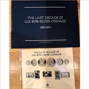 THE LAST DECADE OF U.S. 90% SILVER COINAGE, 1955-1964, ORIG SET WITH 18 HALF DOLLARS, 20 QTRS, 21 DIMES (SEE DESCRIPTION)