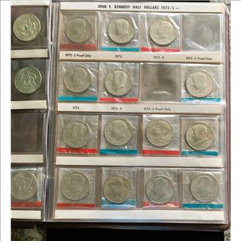 KENNEDY HALF DOLLAR COLLECTION COIN SET, 12 SILVER & 15 OTHERS, HIGH QUALITY  COINS, IN REALLY NICE COLLECTION BOOK