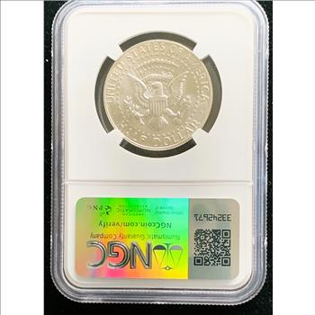 1968-D SILVER KENNEDY 50C, NGC GRADED MS-65, MIRROR SHINY HIGH GRADE COIN IN THE SLAB