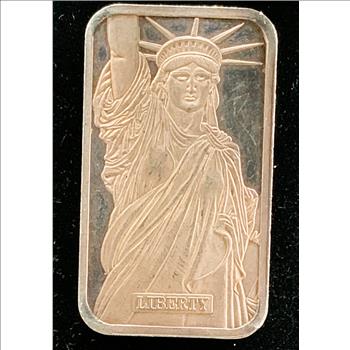 1oz ROUND .999 FINE SILVER VINTAGE BAR COIN, LIBERTY, JM  USA