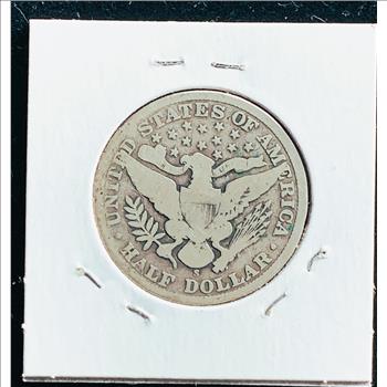 1907-S BARBER SILVER HALF DOLLAR, NICE, LOTS OF DETAIL, BRIGHT SHINY COIN