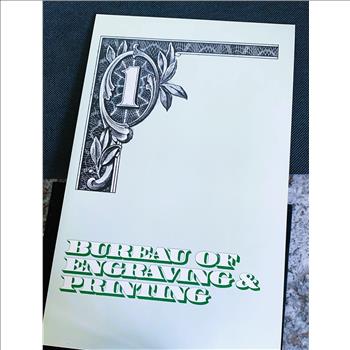 UNCUT SHEET BUREAU OF ENGRAVING & PRINTING, UNC CRISP NEW  1 DOLLAR BILLS, WIT 1ST 3 & LAST 3 SERIAL # THE SAME ON EACH BILL