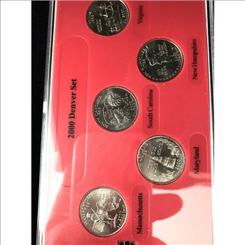 2000 DENVER MINT EDITION UNCIRCULATED STATE QUARTER COIN COLLECTION (5) IN ORIG PKG WITH COA