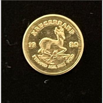 GOLD MINATURE REPLICA 1980 14kt SOUTH AFRICA KRUGERRAND 0.2g GOLD COIN