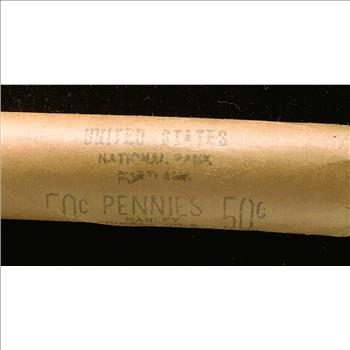 ROLL OF 1969-S BRILLIANT UNCIRCULATED (50) PENNIES, COINS IN ORIG US NATIONAL BANK WRAPPER