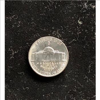 1943-D SILVER WARTIME JEFFERSON NICKEL, UNCIRCULATED BRILLIANT SHINY COIN