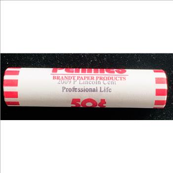 2009 P ROLL OF 50 LINCOLN CENT PROFESSIONAL LIFE, BRILLIANT UNCIRCULATED COINS