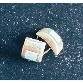 VINTAGE MEXICO STAMPED STERLING SILVER CERULEITE CUBE EARRINGS