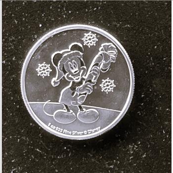 DISNEY MICKEY MOUSE REVERSE PROOF $2 DOLLAR 1oz .999 FINE SILVER COIN
