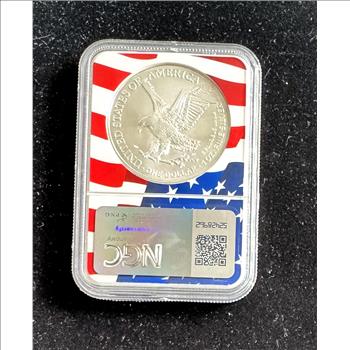 2024 .999 1oz FINE SILVER EAGLE $1 DOLLAR, NGC GRADED MS-70 COIN IN THE SLAB