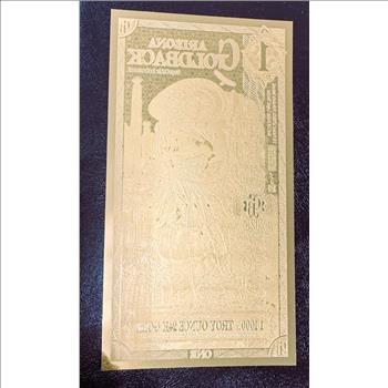 GOLD, 1 ARIZONA GOLDBACK, GOLD FOIL NOTE, 1/1000 OZ .999 24K FINE GOLD, CAN BE USED AS LEGAL TENDER