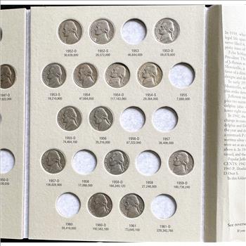 1938-1961 JEFFERSON NICKEL INCOMPLETE COIN SET IN A WHITMAN COLLECTOR BOOK