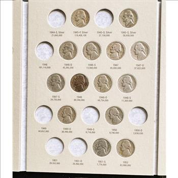 1938-1961 JEFFERSON NICKEL INCOMPLETE COIN SET IN A WHITMAN COLLECTOR BOOK