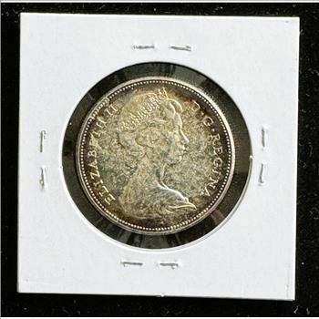 1967 SILVER CANADIAN GOOSE COIN, AU, NICE TONING