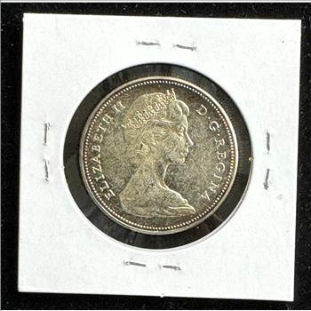 1967 SILVER CANADIAN GOOSE COIN, AU, NICE LIGHT TONING