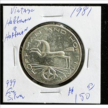 VINTAGE HOFFMAN & HOFFMAN 1981 1oz .999 FINE SILVER ROUND, VERY NICE SCARCE COIN