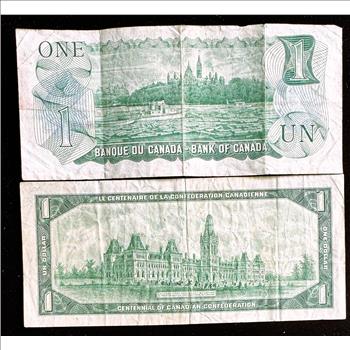 1967 & 1973 OTTAWA CANADA $1 DOLLARS IN SLEVES
