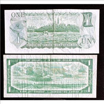 1954 & 1973 OTTAWA CANADA $1 DOLLARS, BOTH CRISP IN SLEVES