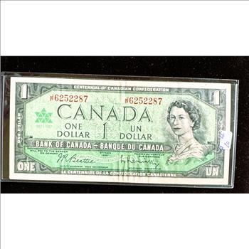 1967 OTTAWA CANADA $1 DOLLARS CRISP LIKE NEW IN SLEVE