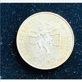 SILVER ROUND, MEXICO 25 PESO, 1968 OLYMPICS, BU NICE COIN