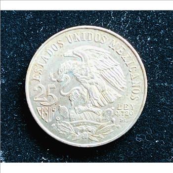 SILVER ROUND, MEXICO 25 PESO, 1968 OLYMPICS, BU NICE COIN