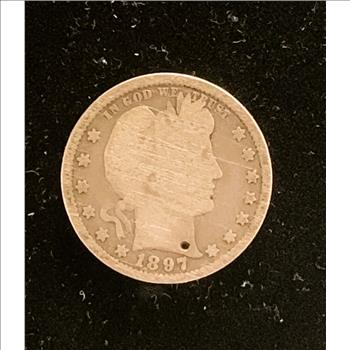 1897 SILVER BARBER QUARTER, LOTS OF DETAIL, NICE COIN