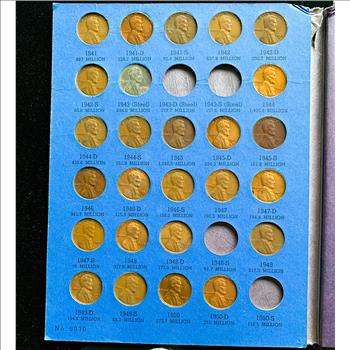 LINCOLN CENT COIN COLLECTION WHITMAN BOOK, ALMOST COMPLETED