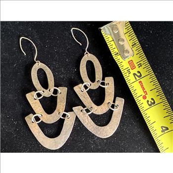 STERLING SILVER VINTAGE UNIQUE HANDMADE SOUTHWESTERN NATIVE DANGLING EARRINGS