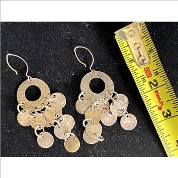 STERLING SILVER VINTAGE UNIQUE HANDMADE SOUTHWESTERN NATIVE DANGLING EARRINGS