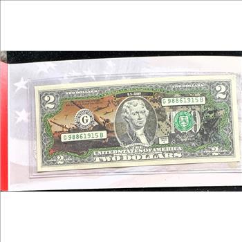 2003 A SERIES U.S ARMY $2 DOLLAR COLORIZED COMMEMORATIVE BILL, NEW IN  CLASSIC FOLDER, COA