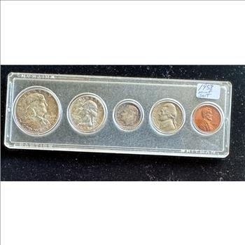 1958 SILVER US MINT SET, NICE TONING, 5 COIN BRIGHT LUSTER GEMS