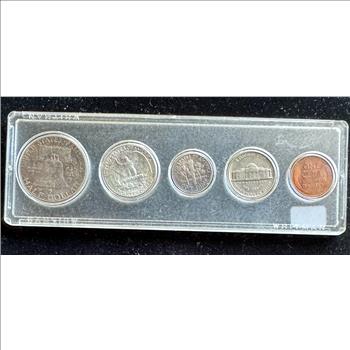 1958 SILVER US MINT SET, NICE TONING, 5 COIN BRIGHT LUSTER GEMS