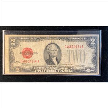 $2 DOLLAR SERIES 1928 F,  RED STAMP VERY GOOD CONDITION IN SLEVE
