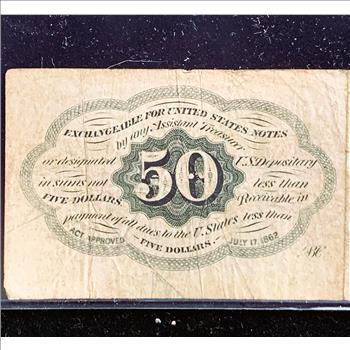1862 US FRACTION CURRENCY FIRST ISSUE, RARE