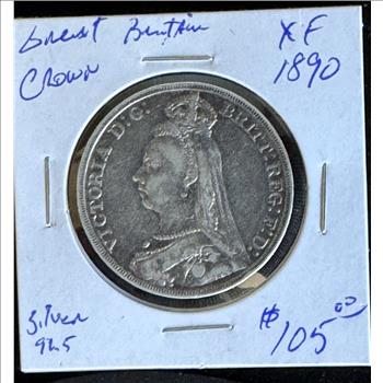 1890 GREAT BRITAIN CROWN .925 SILVER XF CONDITION