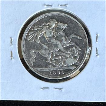 1890 GREAT BRITAIN CROWN .925 SILVER XF CONDITION
