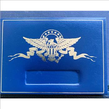 1999 PRESIDENTIAL 5 COIN COLLECTION, PRESERVED IN 24K GOLD PLATE, LAST MINTING SBA $1, ALL IN CAPSULES, ORIG CASE, COA, GEM BEAUTIES