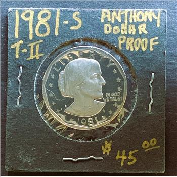 1981-S TYPE II PROOF SUSAN B ANTHONY GEM UNC COIN
