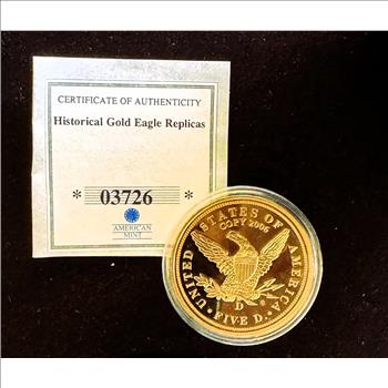 1840 GOLD LIBERTY HEAD REPLICA 24k GOLD LAYERED, UNBLEMISHED GEM PROOF IN CAPSULE, COA
