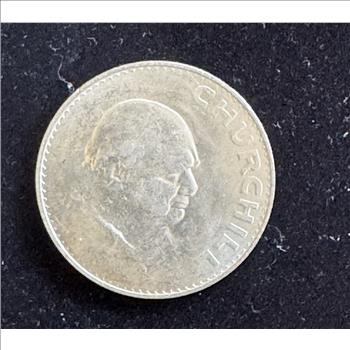 1965 WINSTON CHURCHILL QUEEN ELIZABETH II UNC COIN