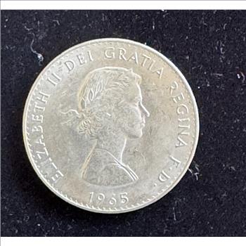 1965 WINSTON CHURCHILL QUEEN ELIZABETH II UNC COIN